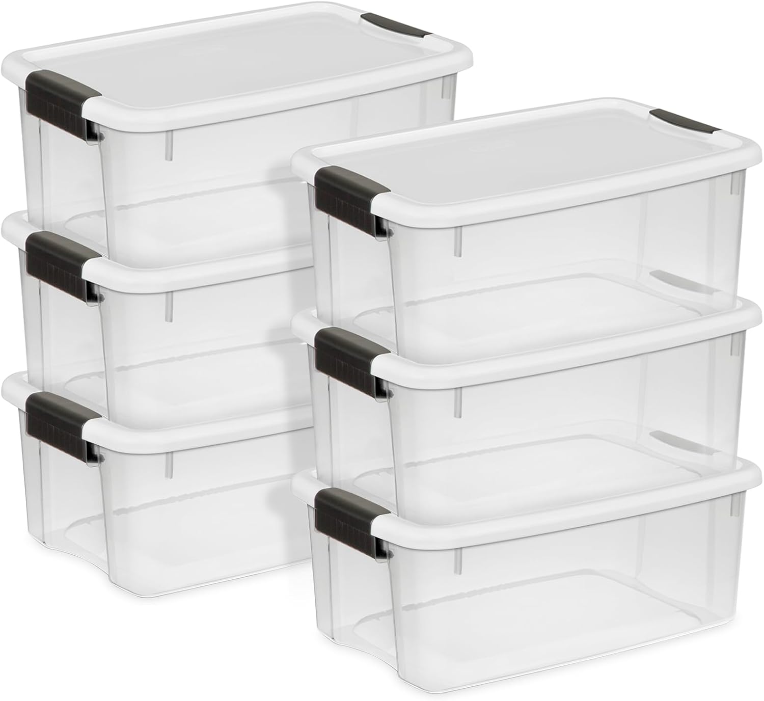 Sterilite Ultra Latch Box with Lids for Home and Office, 18 Quart, 6-Pack | Heavy-Duty and Stackable Plastic Containers with Latches for Closet, Cabinet, Bedroom, Bathroom and Dorm Room Organization