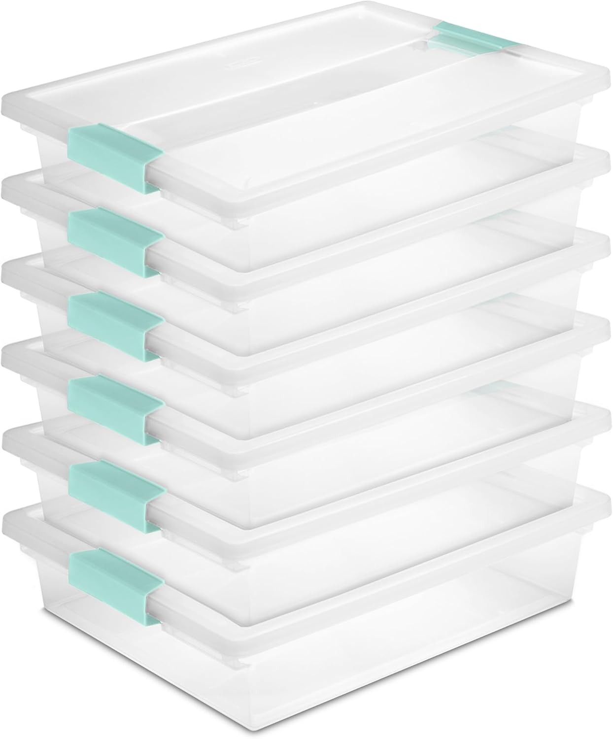 Sterilite Large Clip Box, Clear Storage Bin with Latching Lid, 6 Pack | Storage Containers with Latching Lids for Writing, Arts or Crafts Supplies