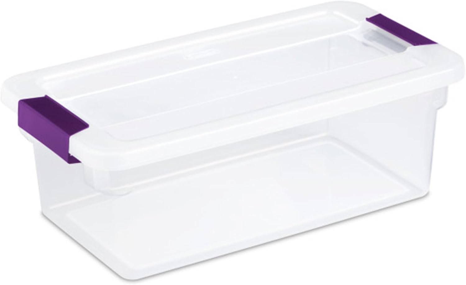 Sterilite ClearView Latch Boxes, Storage Bins with Lids, 6 Quart, 12-Pack | Clear Plastic Organizers with Color Accent Latches for Closet, Bedroom, Shelving Units, Dorm Room and Home Organization