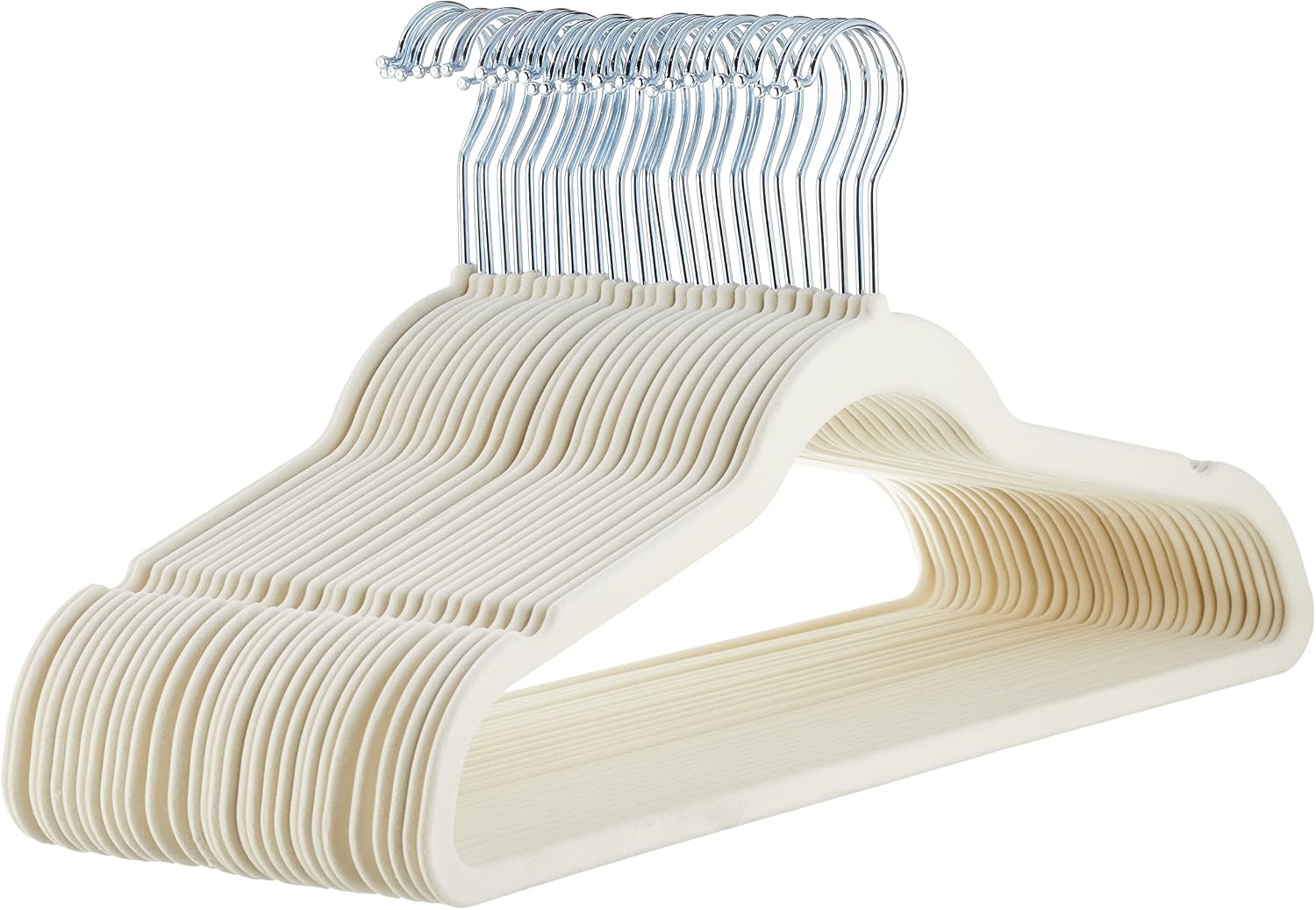 Amazon Basics Slim Velvet Non-Slip Space Saving Suit Clothes Hangers, Closet Organizer, Ivory/Beige, 30-Pack