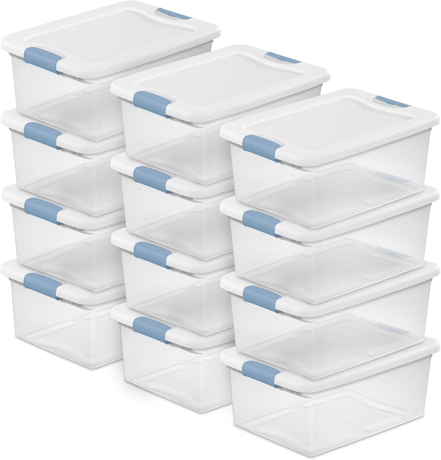 Sterilite Latching Box with Lids for Home and Office, 15 Quart, 12-Pack