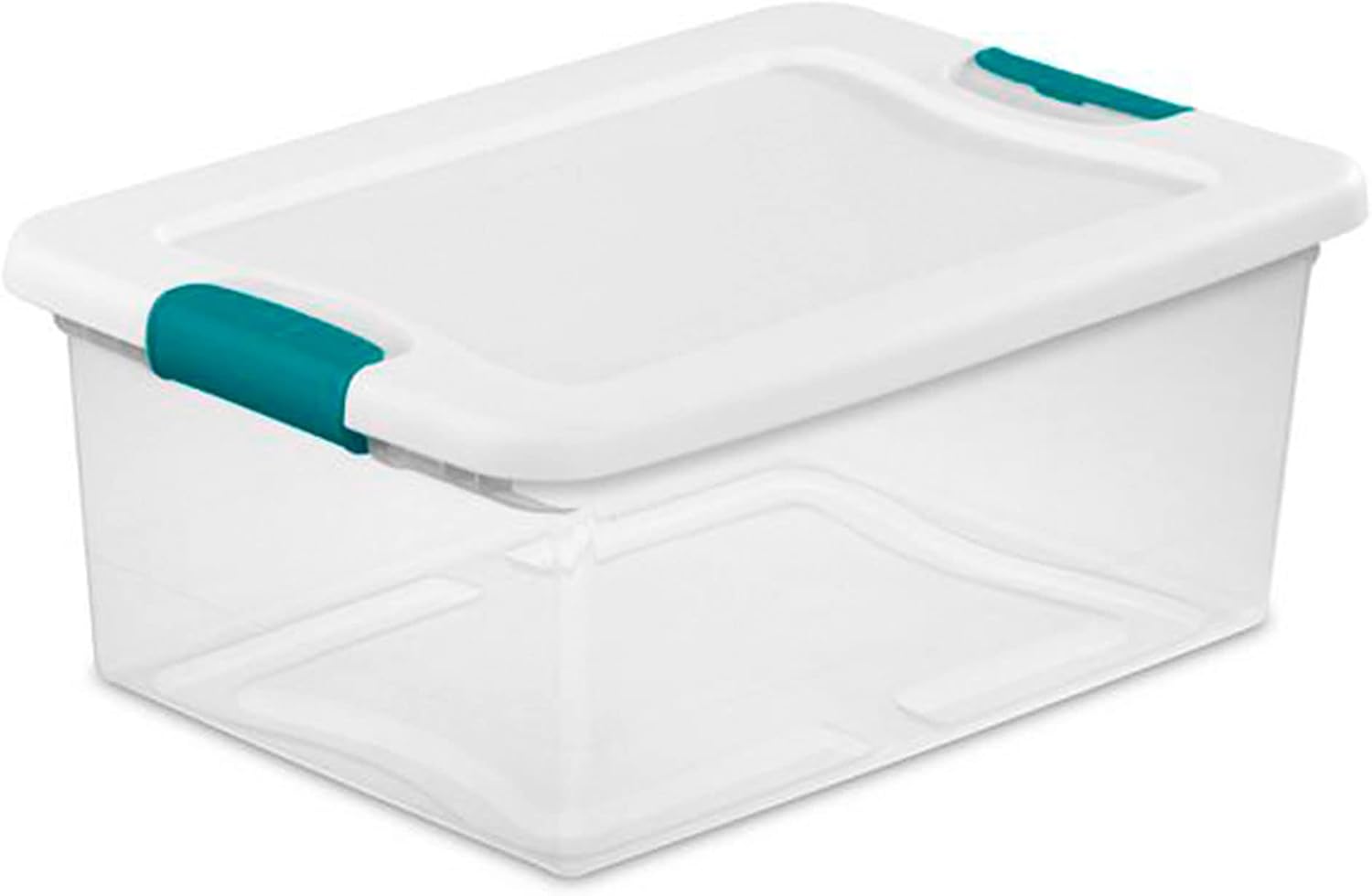 Sterilite+14948012+15+Quart+White%2fClear+Plastic+Storage+Box+With+Blue+Aquarium+Latches