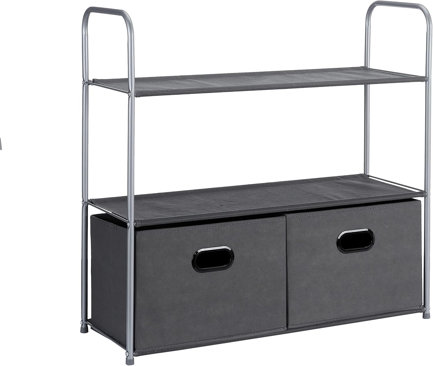 Amazon Basics Freestanding Closet Organizer with Fabric Bins, Drawers and 3 Shelves, Easy to Assemble, Grey, 32.7" x 12.2" x