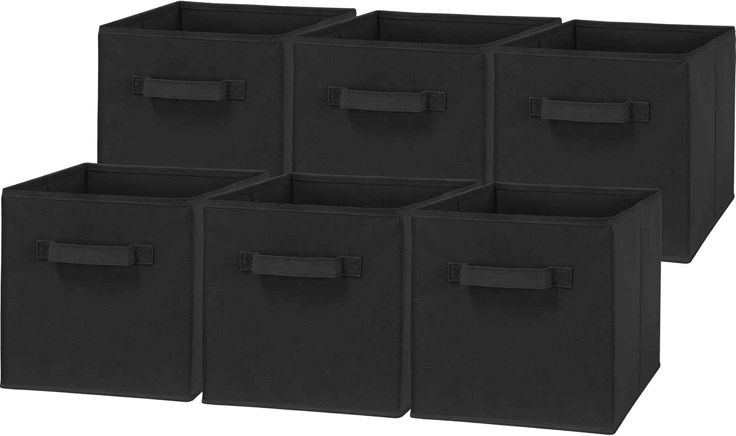Simple Houseware 11-Inch Foldable Cube Storage Bins, Black, 6-Pack