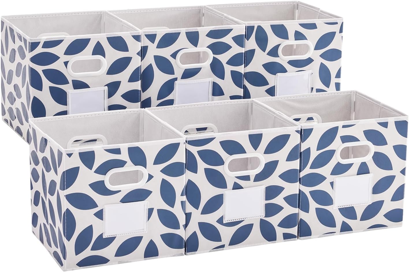 MAX Houser 6 Pack Foldable Fabric Storage Bins with Handles, Blue 12 inch