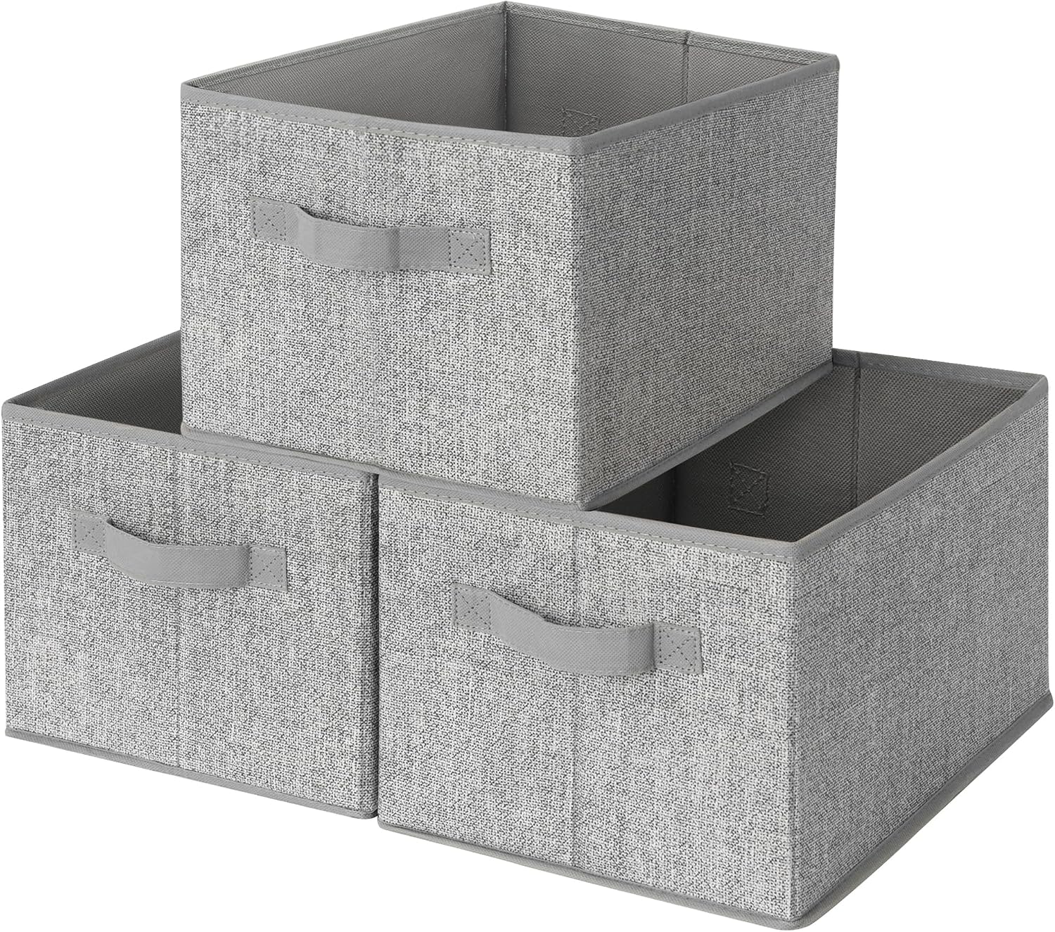GRANNY SAYS Closet Storage Bins with Handles, Gray, Medium, 3-Pack | Storage Baskets for Organizing, Fabric Bins for Clothes, Closet Organizer Bins, Collapsible Cloth Bins