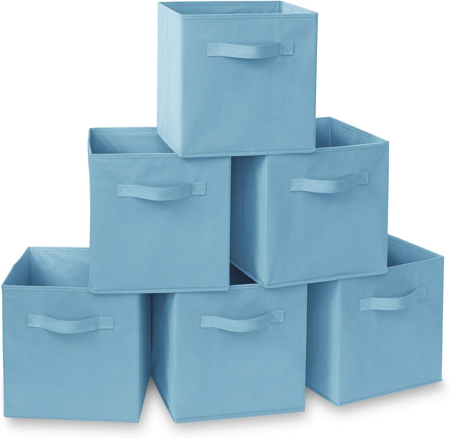 Casafield Set of 6 Collapsible Fabric Cube Storage Bins, Baby Blue