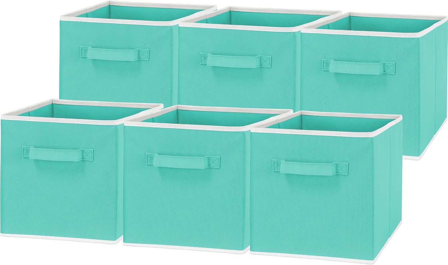 Simple Houseware 11-Inch Foldable Cube Storage Bins, Turquoise, 6-Pack | Lightweight & Durable Structure Fabric Cubes Organizer for Closet or Shelves