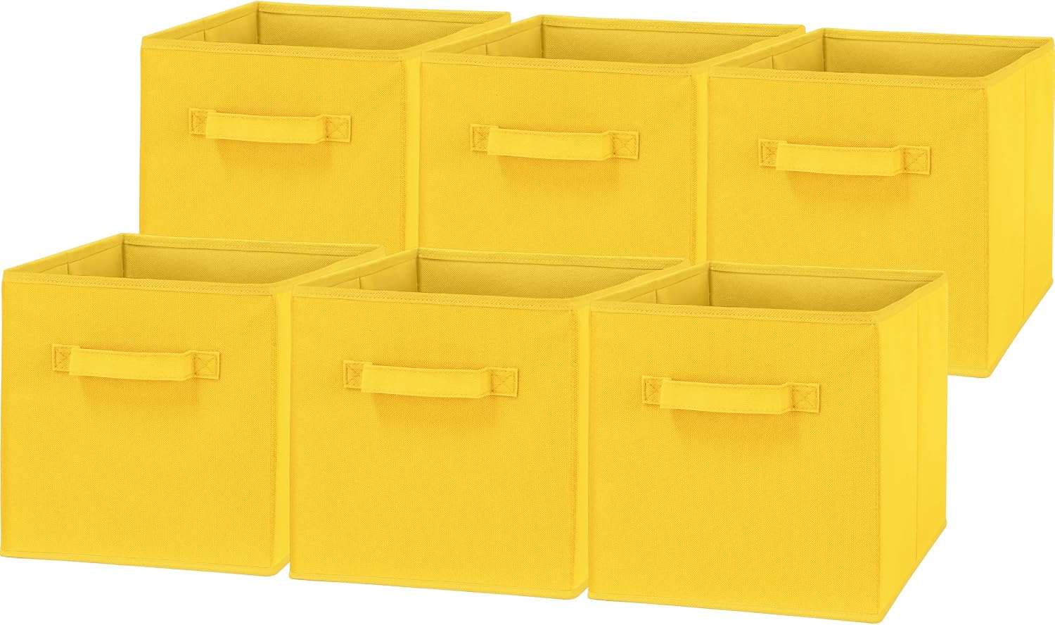 Simple Houseware 11-Inch Foldable Cube Storage Bins, Yellow, 6-Pack | Lightweight & Durable Structure Fabric Cubes Organizer for Closet or Shelves