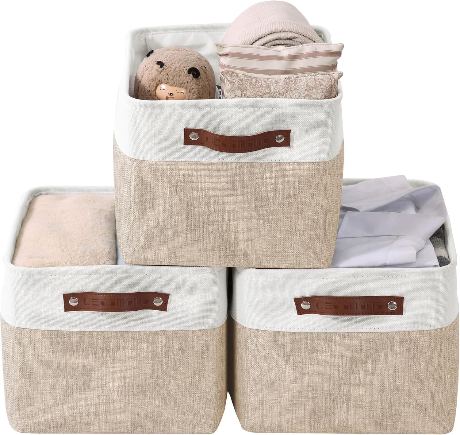 DECOMOMO Storage Bins, Large Fabric Storage Baskets for Shelves 3 Pack
