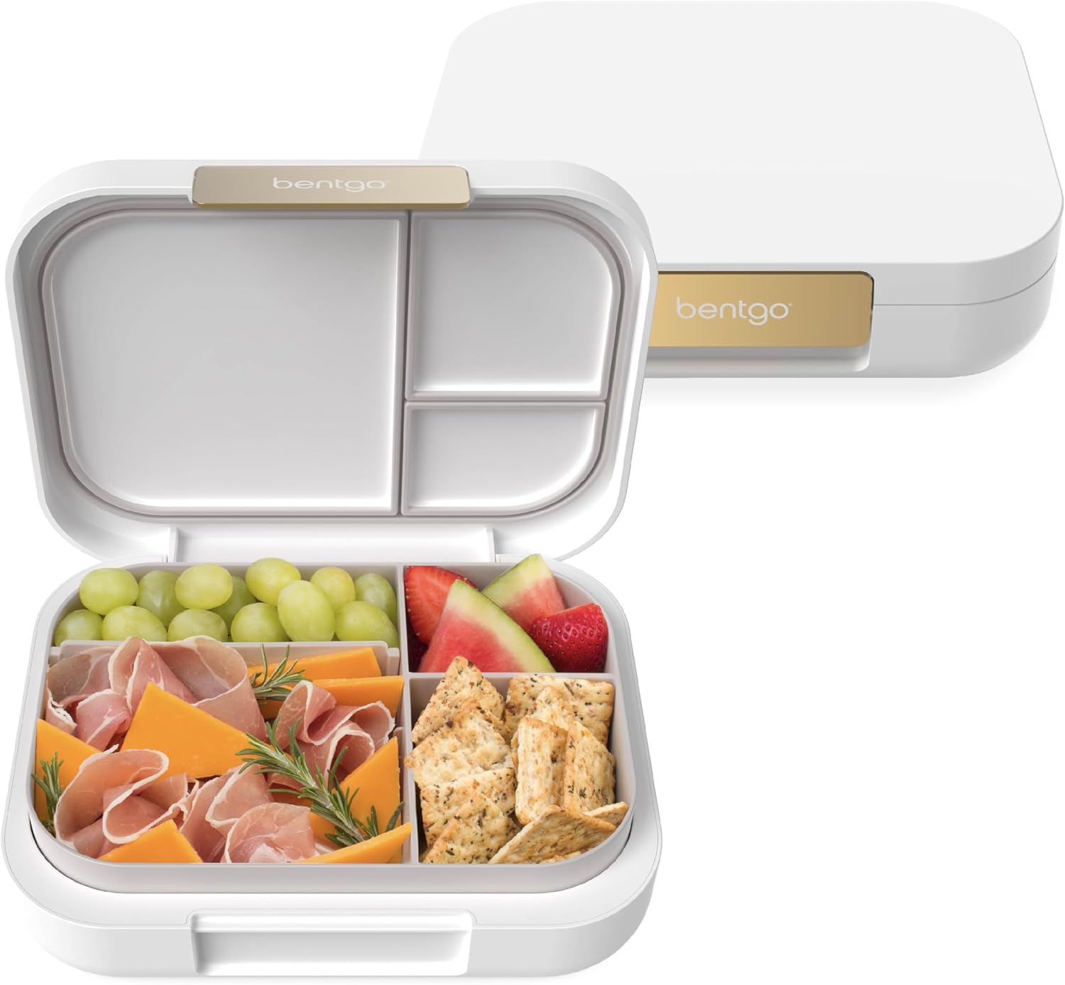 Bentgo Modern Adult Bento Lunch Box with 3-4 Compartments | Leak-Resistant, 5.5-Cup Capacity, Adjustable Divider, Microwave & Dishwasher-Safe Tray (White)
