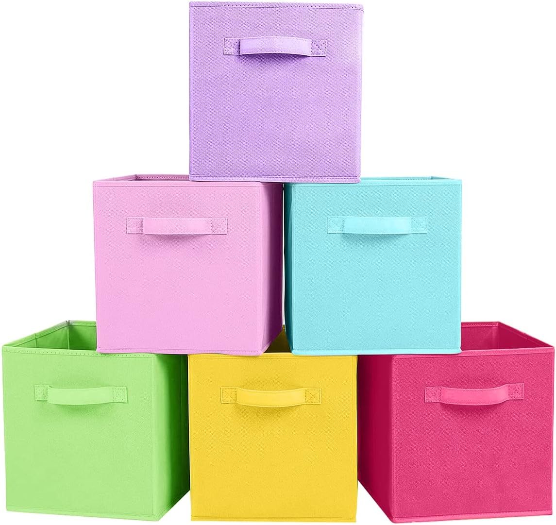 ShellKingdom Storage Bins, Foldable Fabric Storage Cubes And Cloth Storage | Storage Organizer For Closet And Toys, 10.5x10.5x11 INCH, 6 Pack (6 Colors)