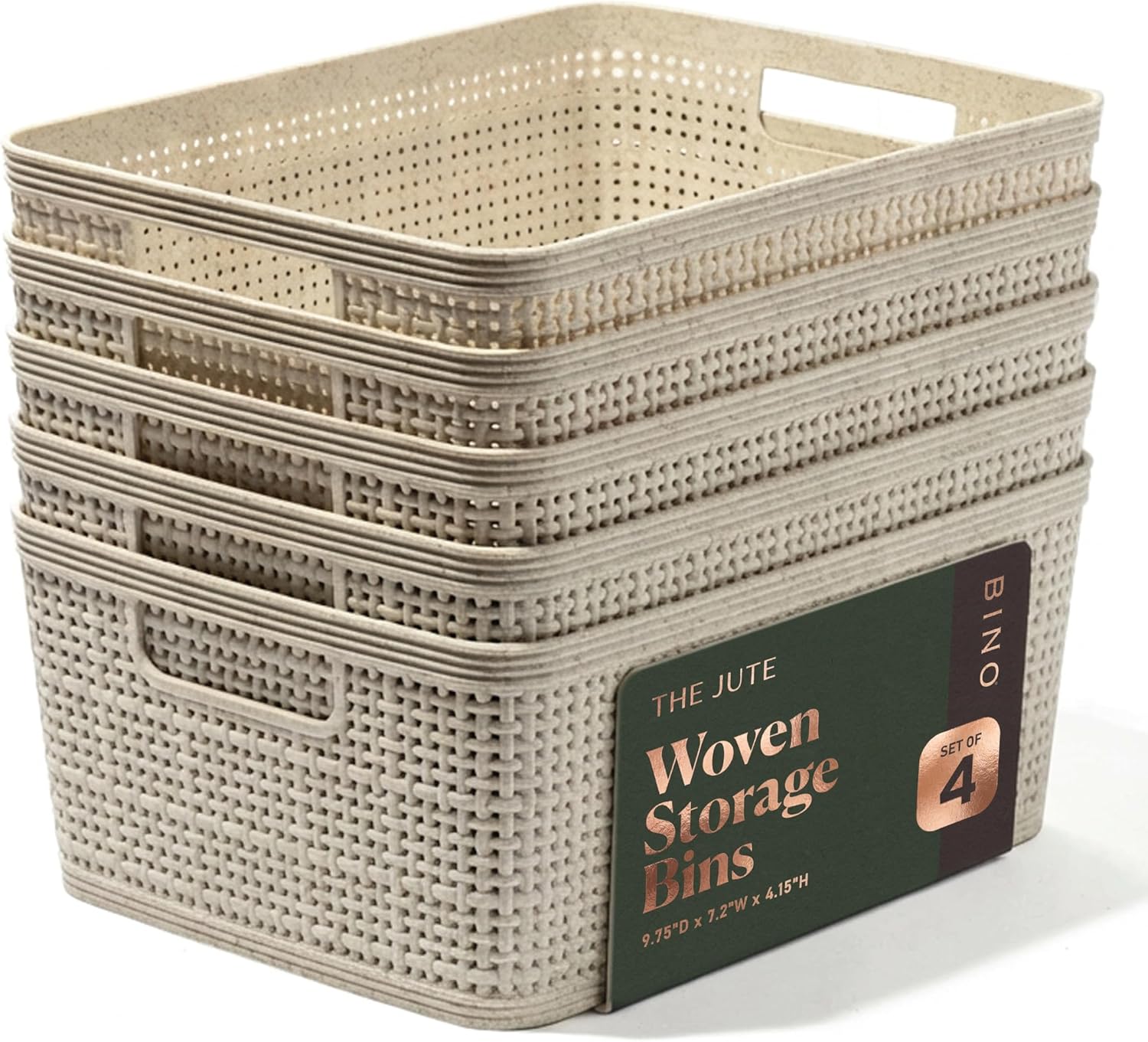 BINO | Woven Plastic Basket | Small (Natural), 5-Pack | THE JUTE COLLECTION | Home Organization, Space