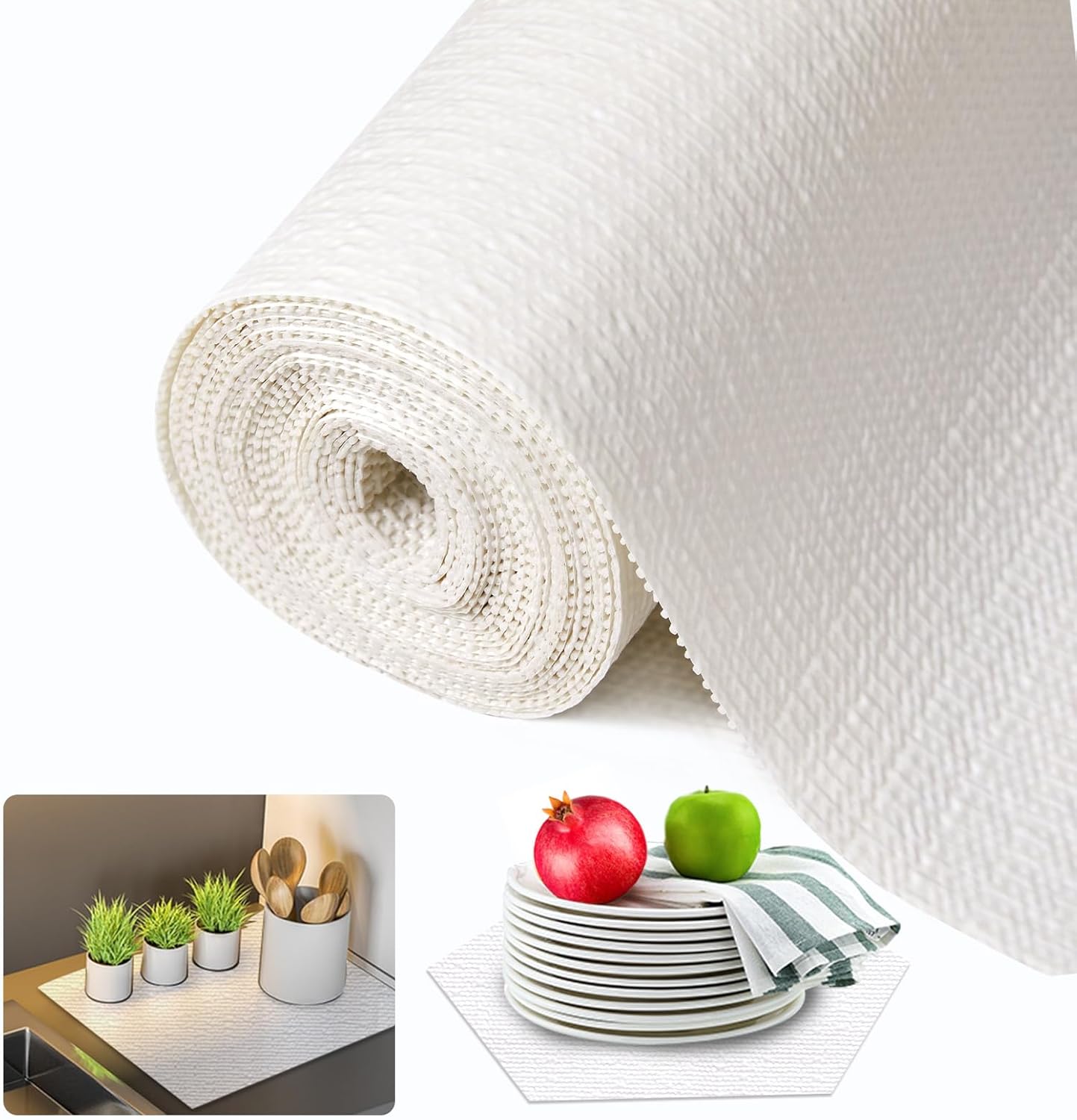 Beautysaid Shelf and Drawer Liner for Kitchen Cabinet Non Adhesive Non Slip | Shelf Paper Waterproof Washable Thickened for Dresser Pantry Shelve Bathroom Protector Liner