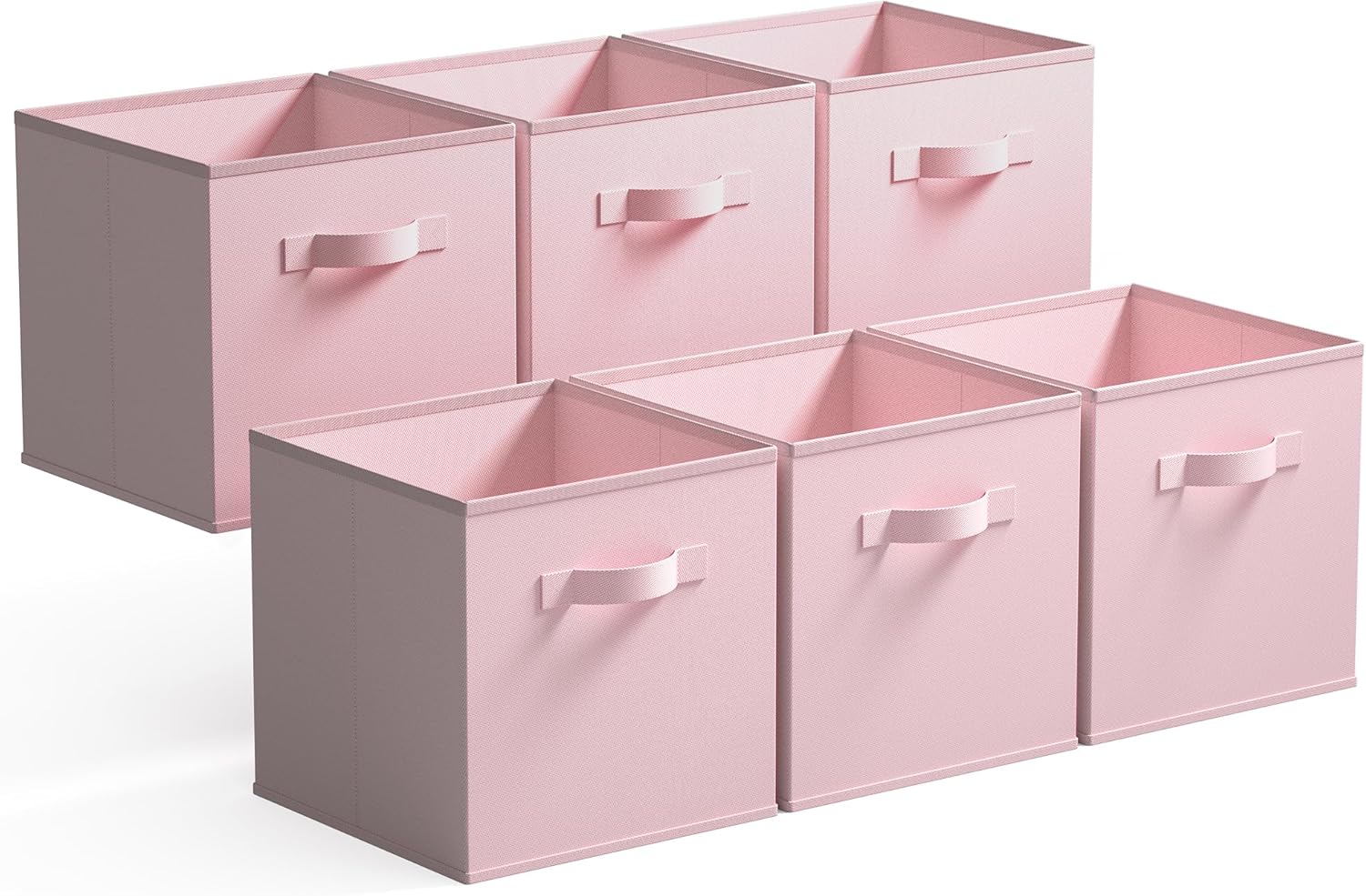 GRANNY SAYS 11 Inch Cube Storage Bins, 6-Pack Storage Cube Organizer, Pink | Collapsible Storage Boxes with Sturdy Handles, Decorative Baskets for Shelves, Closet, Organizing Toys, Clothes