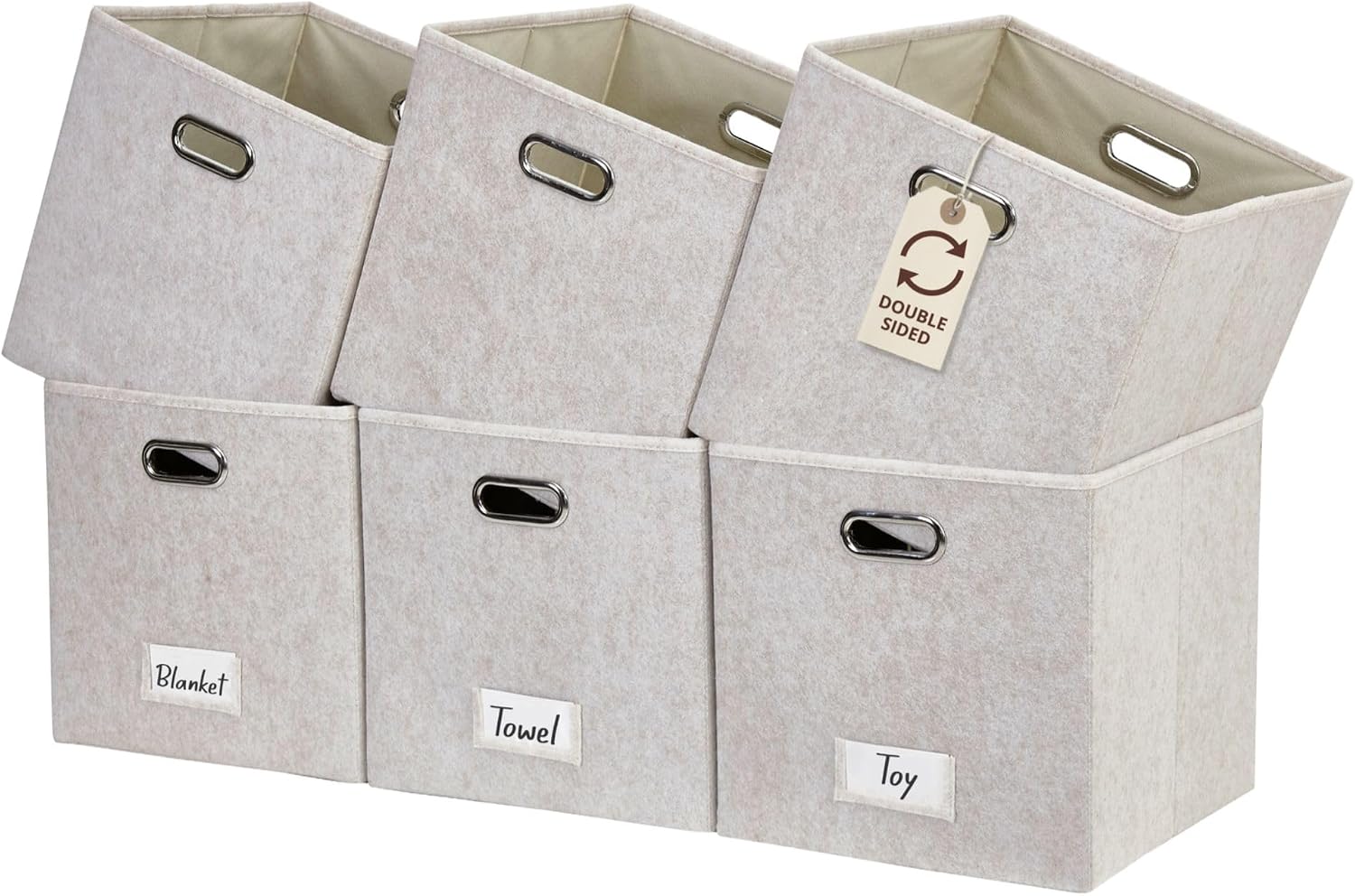 DECOMOMO Felt Storage Bins, 11 inch Cube Storage Bin with Labels
