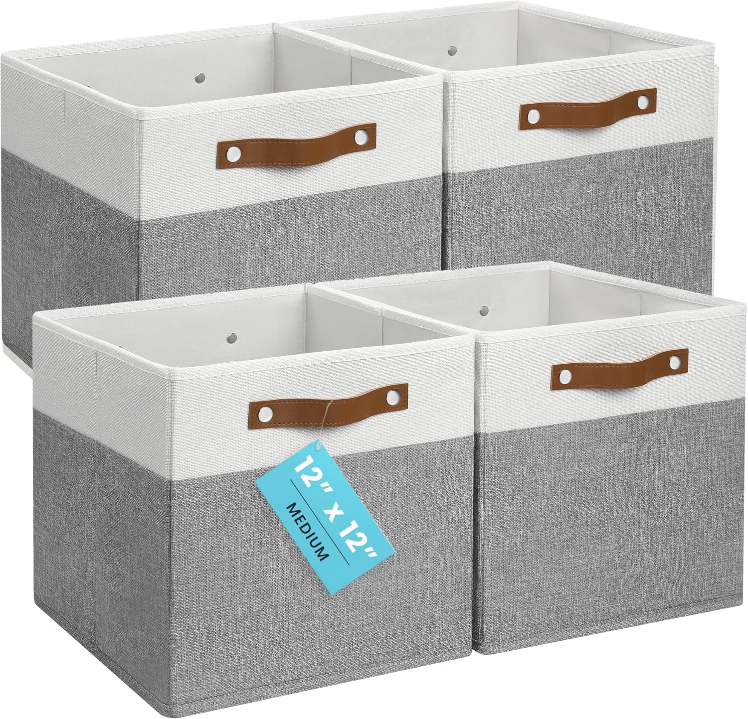 OrganiHaus 12x12 Cube Storage Bins, Set of 4
