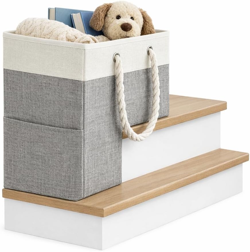 Stair basket,Foldable staircase baskets | Stair basket for wooden and carpeted stairs,Step stairs storage baskets with handle.1pcs