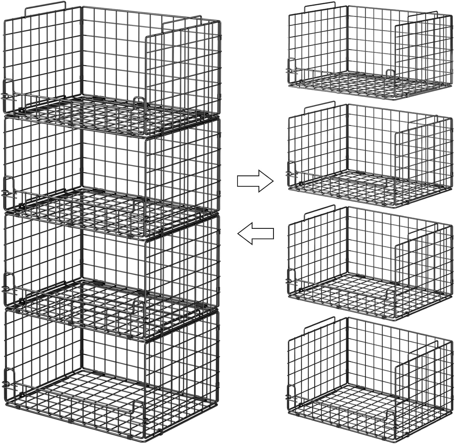 4-Tier Stackable Closet Organizers and Storage Basket
