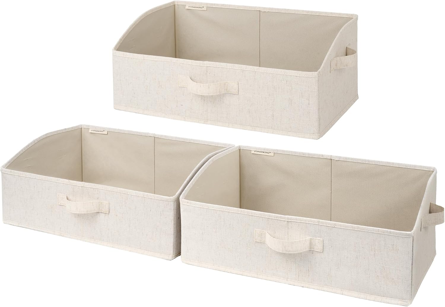 StorageWorks Closet Storage Bins, Beige(Cotton-linen), Large, 3-Pack