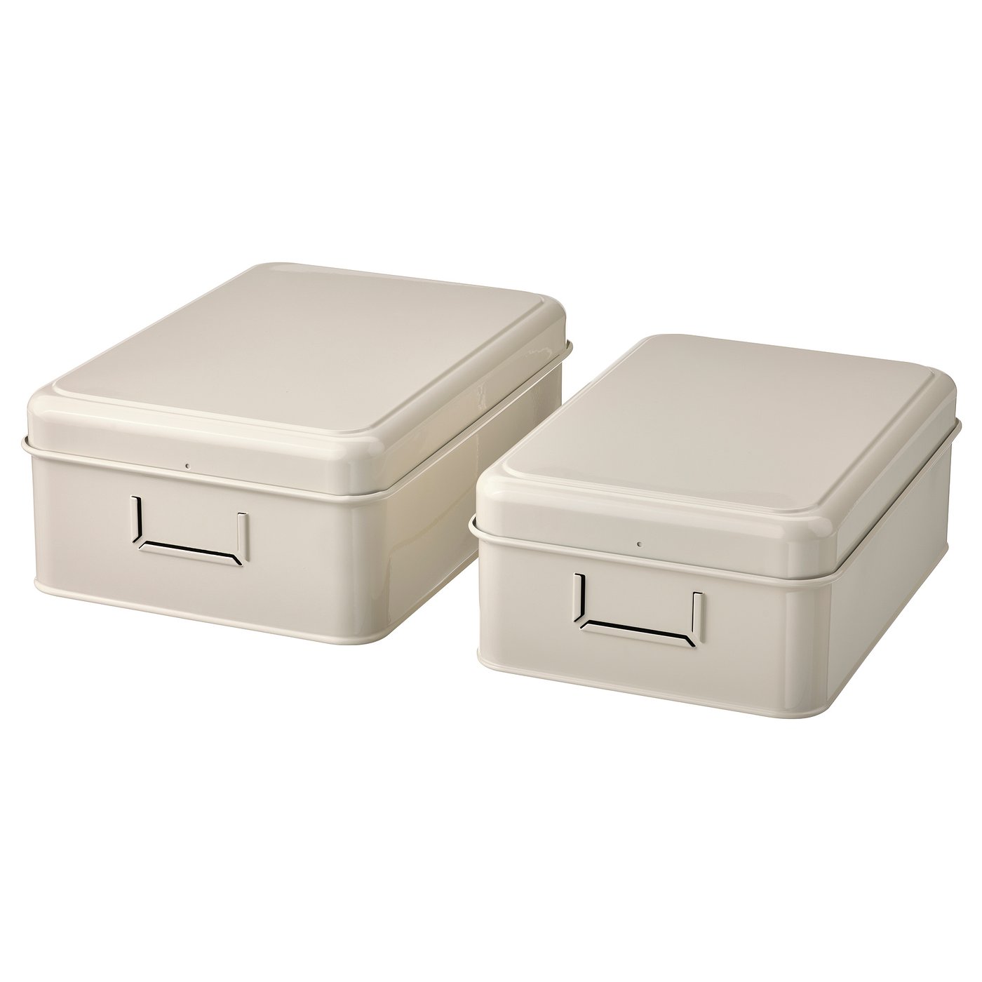 PLOGFÅRA Storage box with lid, set of 2