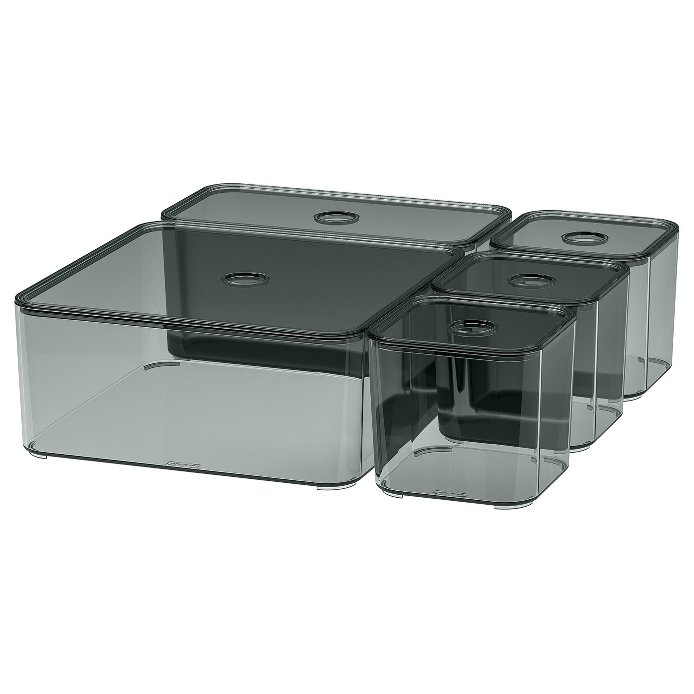 VISSLAÅN Box with lid, set of 5
